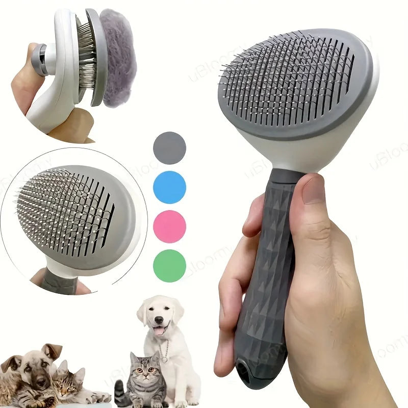 Brosse de Toilettage Auto pour Chien et Chat — Démêlage Doux & Anti-Poils