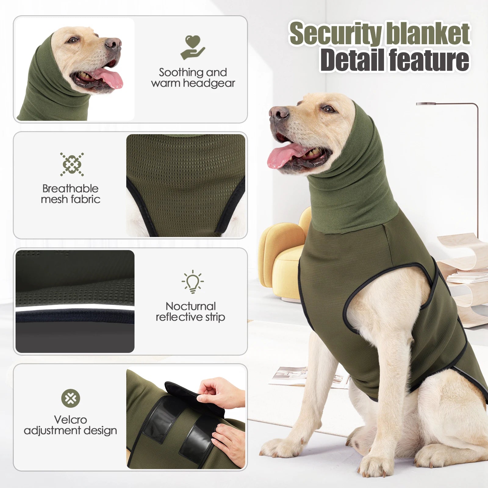 Gilet Anti-Anxiété pour Chien et Chat — Veste Calmante Tonnerre & Feux d'Artifice
