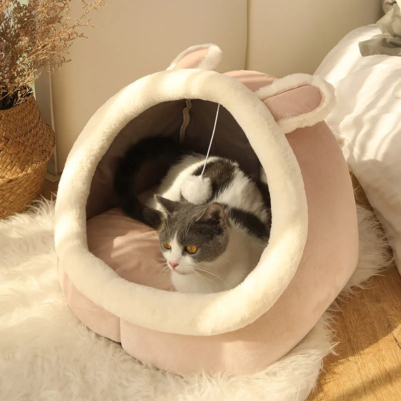 Lit Grotte Apaisant pour Chat et Petit Chien — Pliable & Lavable