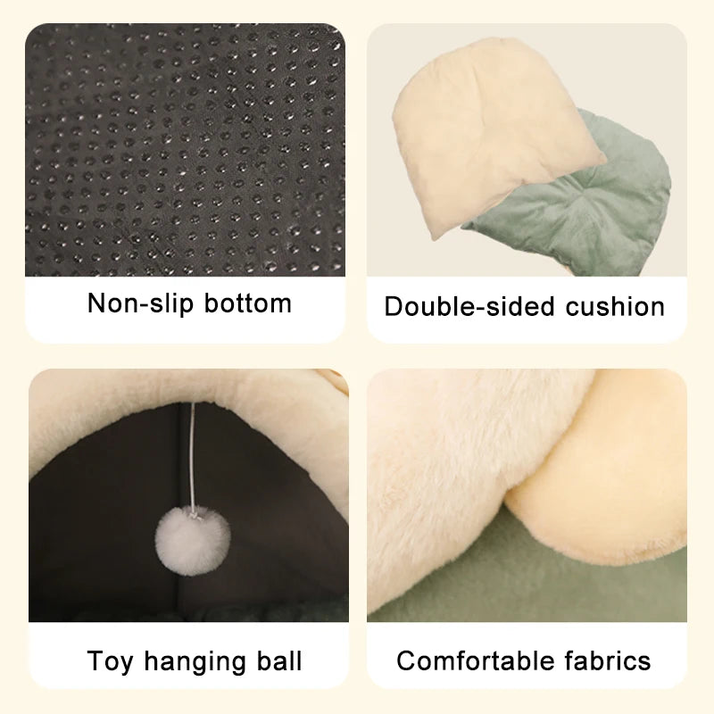 Lit Grotte Apaisant pour Chat et Petit Chien — Pliable & Lavable
