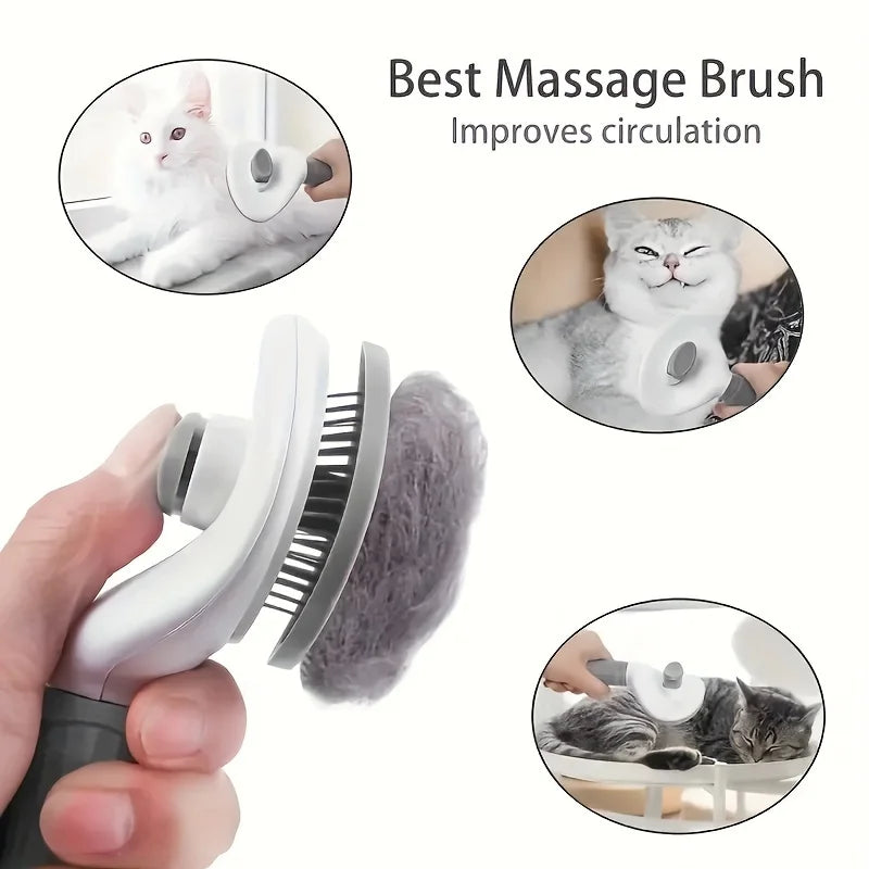 Brosse de Toilettage Auto pour Chien et Chat — Démêlage Doux & Anti-Poils