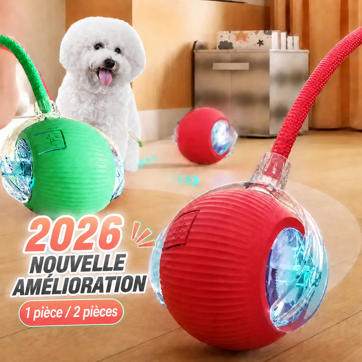 Balle Interactive Automatique pour Chien — Rechargeable USB