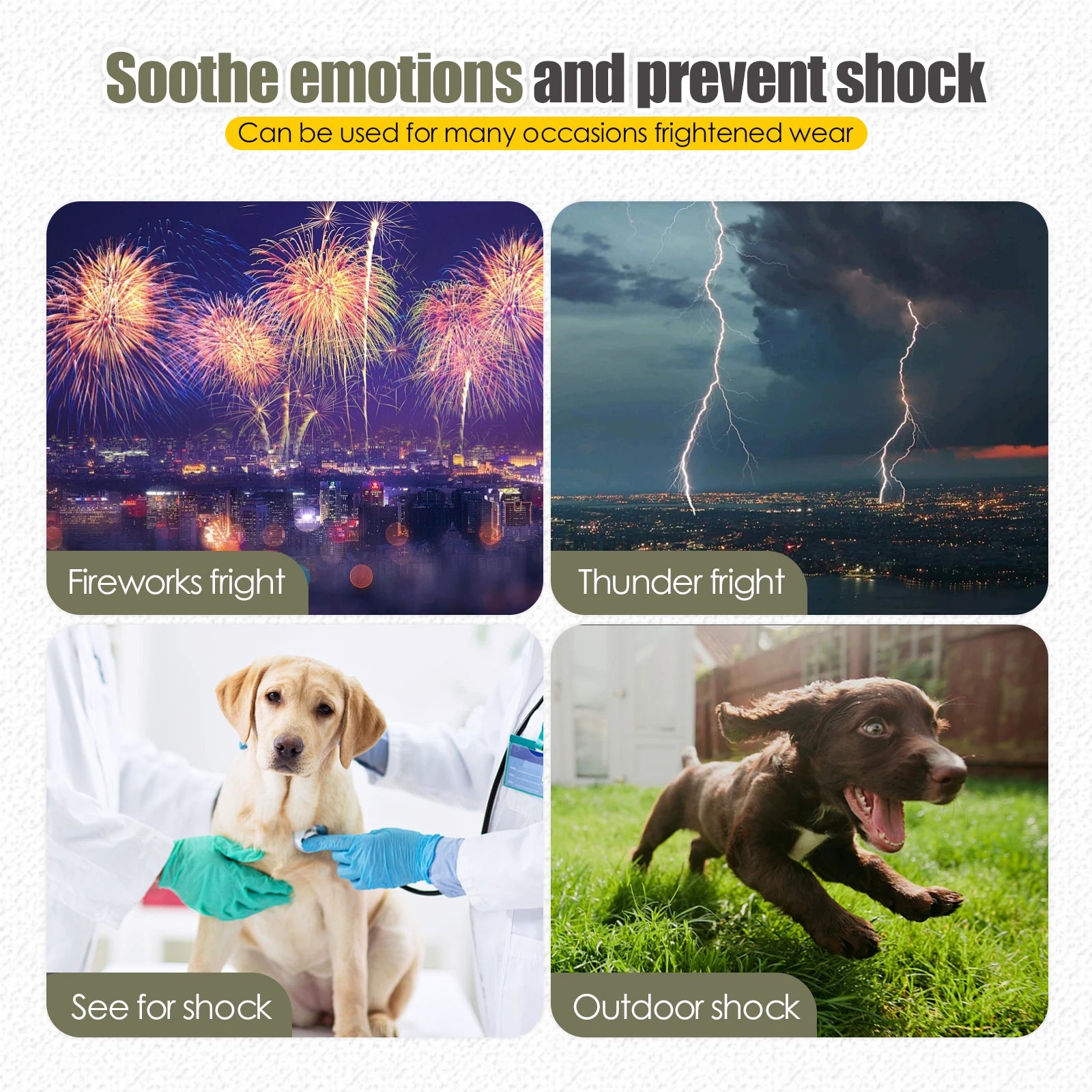 Gilet Anti-Anxiété pour Chien et Chat — Veste Calmante Tonnerre & Feux d'Artifice