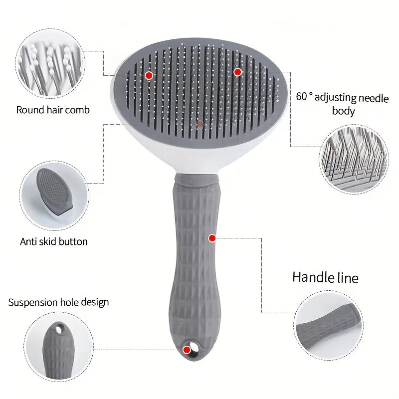 Brosse de Toilettage Auto pour Chien et Chat — Démêlage Doux & Anti-Poils