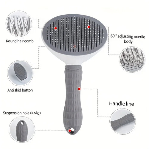 Brosse de Toilettage Auto pour Chien et Chat — Démêlage Doux & Anti-Poils